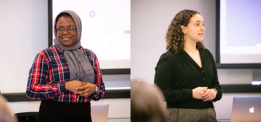 Bayonle Aminu and Simone Boivin compete at the 3MT CBS Heat